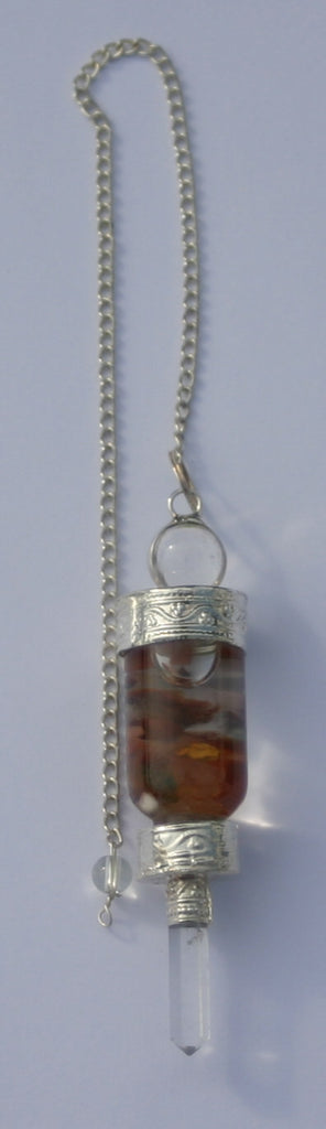 Pendule Cristal de roche et pierres des 7 chakras