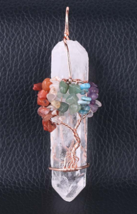 Arbre de Vie sur cristal de roche - pendentif ou pendule