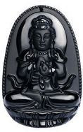 Bouddha Magnifique Pendentif et Bracelet en obsidienne noire